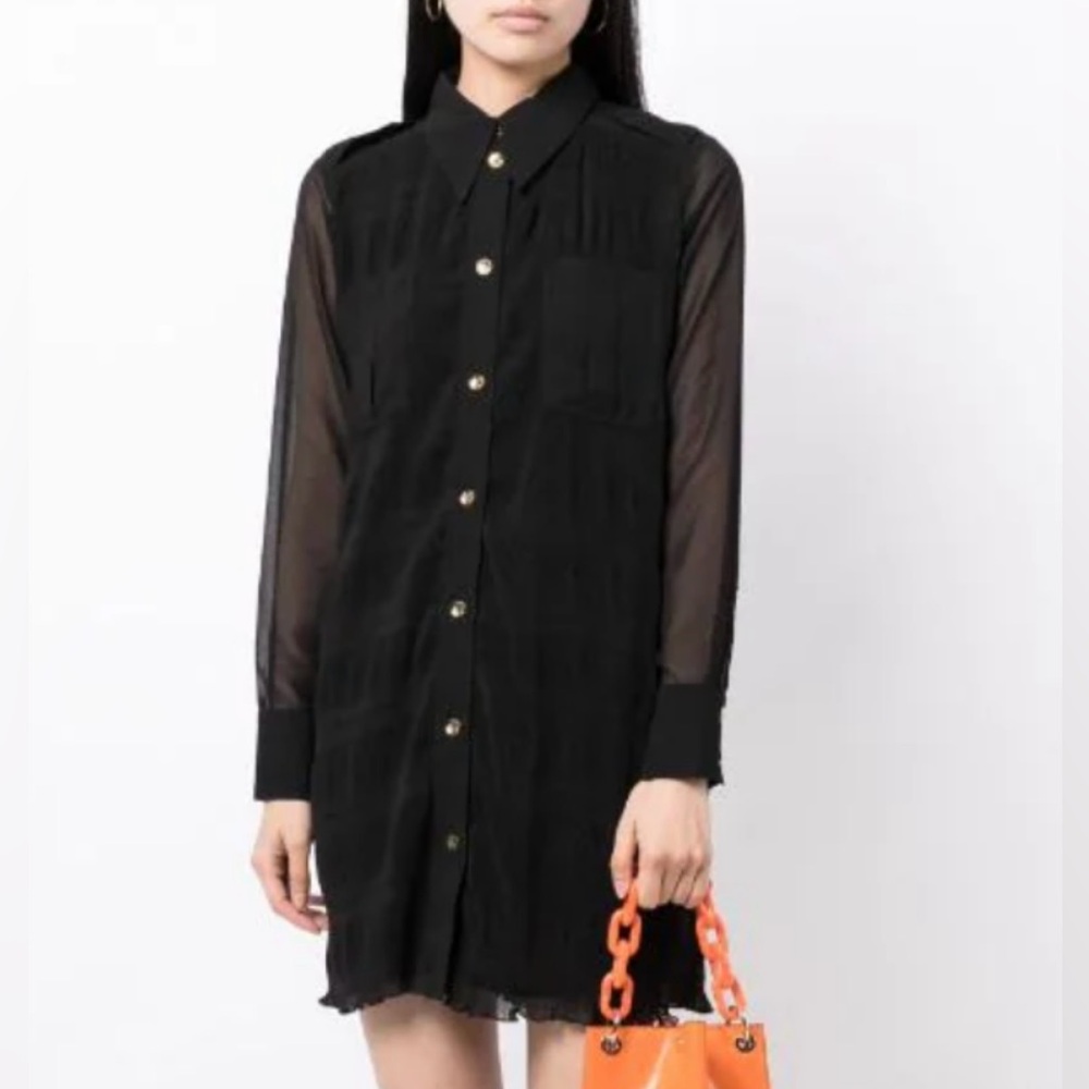 GANNI shirtdress pleated relaxed fit in Black